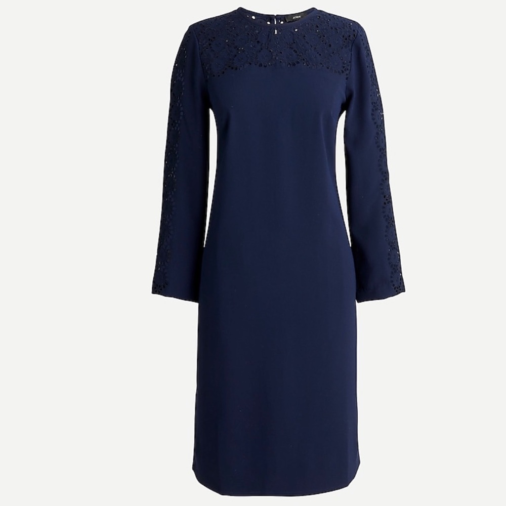 J.Crew Laser-cut eyelet dress in 365 crepe - Picture 1 of 6